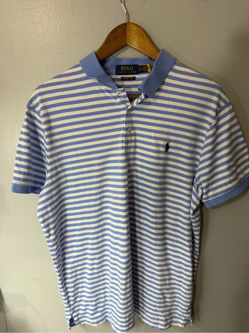 Polo by Ralph Lauren Men’s Light Blue & White Striped Polo